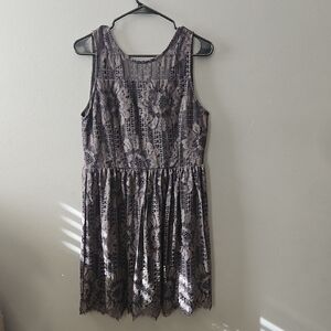 Altar'd State Lace Mini Dress in Black and Gray